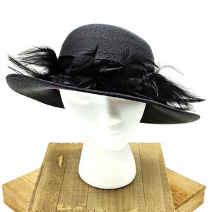 Vintage Belinni Originals Straw Bowler Villager Hat in Black